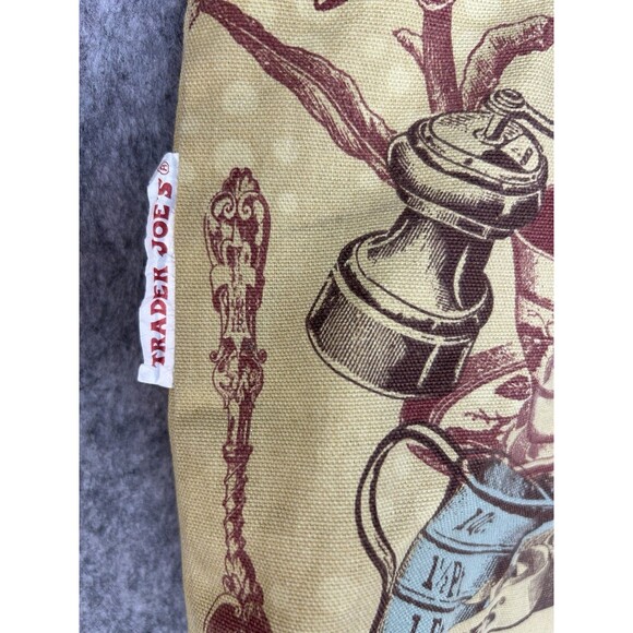 Trader Joe’s Canvas Vintage Look Tote Bag Kitchen Utensils Wine Baking Tea Cocoa - Picture 5 of 11